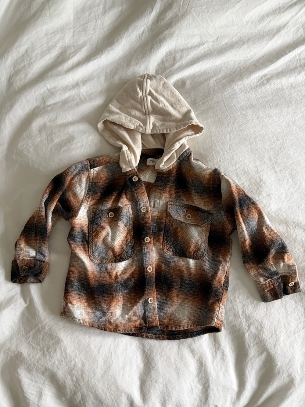 Zara boys hooded flannel button up